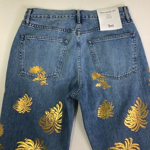 -3x1 NYC Higher Ground Crop Eva Gold Foil Jeans NWT - Picture 4 of 6